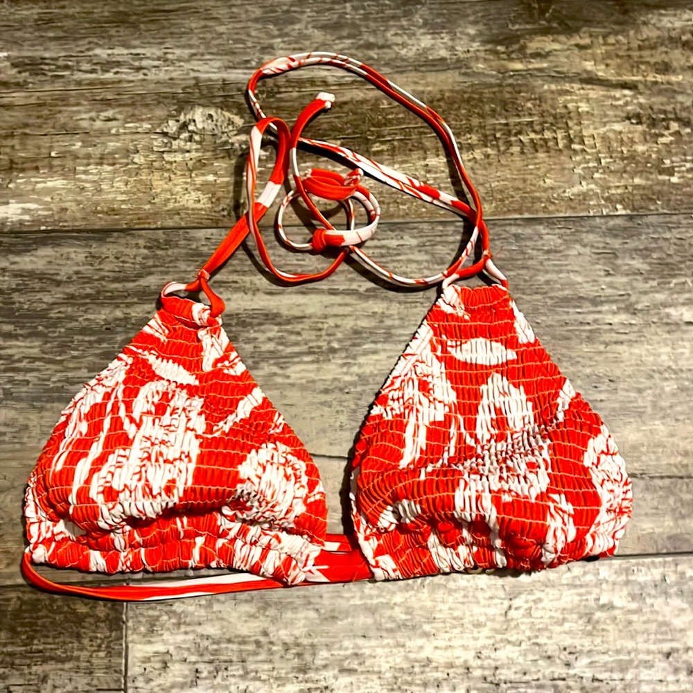 Orange Floral Bathing Suit Top